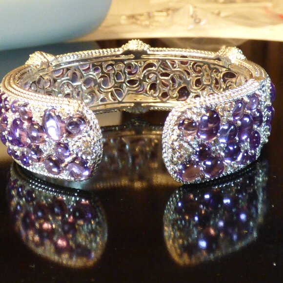 Judith Ripka Aurora Purple Amethyst Cuff Bracelet SMALL NIB - Picture 4 of 8